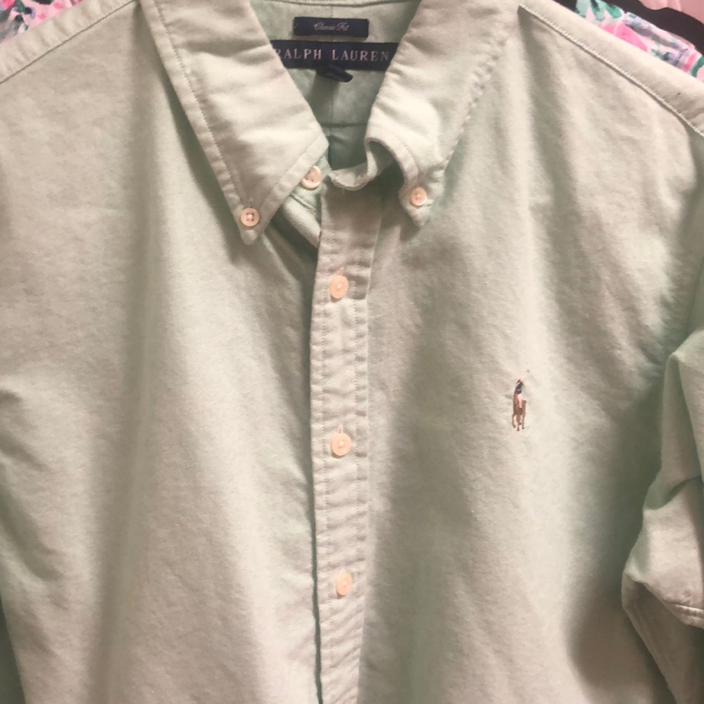 Women’s size 14 Ralph Lauren polo button down in a lime green! Only worn once